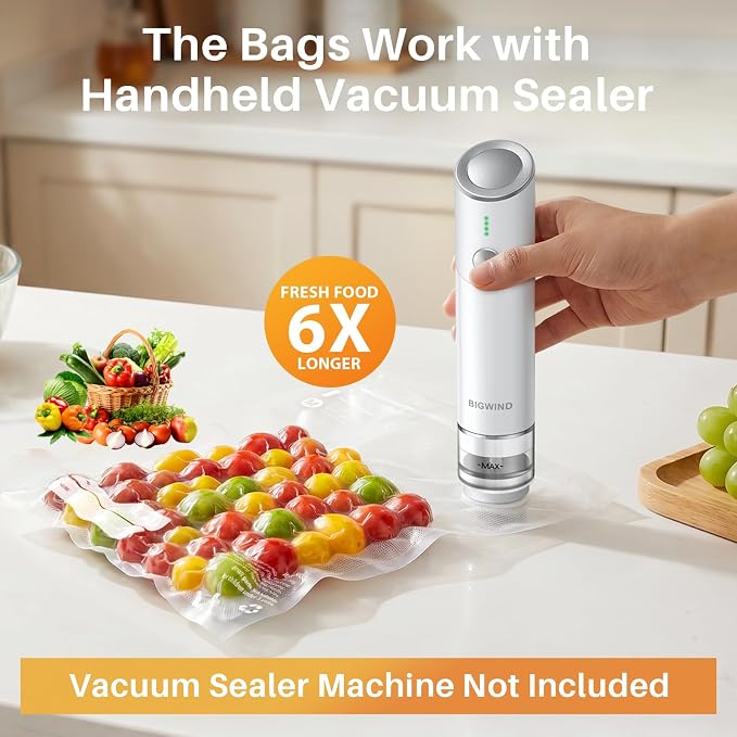 Reusable Vacuum Sealer Bags for Food – 30 BPA-Free Medium (10 × 11in) with Food Storage Bags, Freezer Microwave Safe – Odor Resistant, Leak-Proof – Compatible with Compact Vacuum Sealer