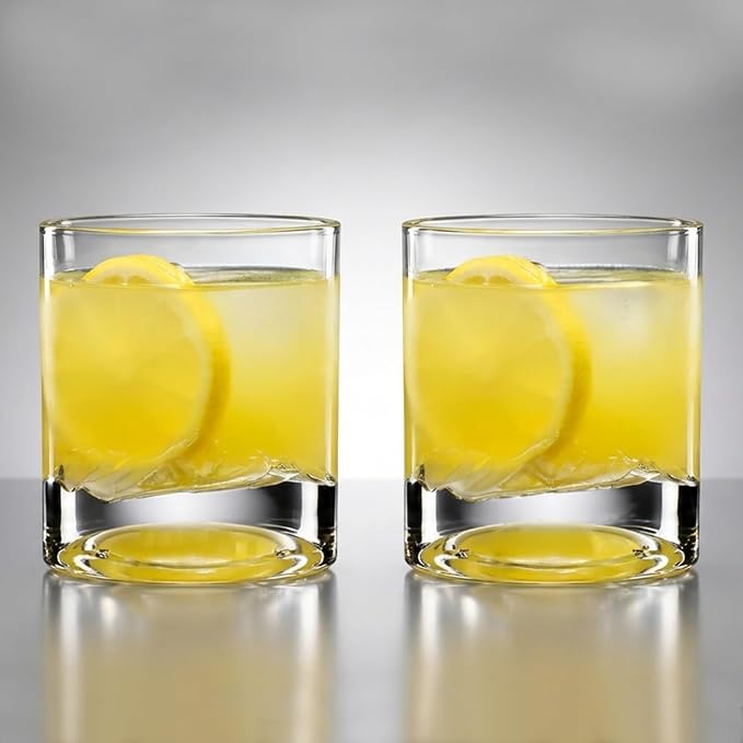 LIITON K2 Mountain Heavy Crystal Whiskey Glasses Gift Set of 2, Thick Freezable Bourbon Glass 1lb Each, Premium Whiskey Gifts for Men, Frozen Crystal Chills Cocktails, 10 oz