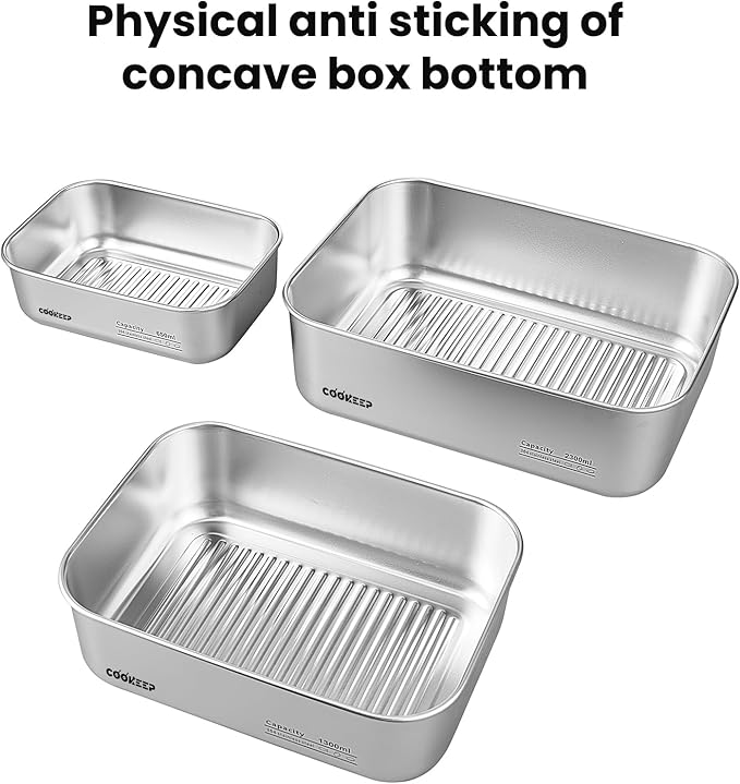 3Pcs Stainless Steel Food Containers,Stainless Steel Containers with Lids,Snack Containers,Lunch Box,Easy Clean,Airtight&Leakproof for Kitchen Storage,Dishwasher Safe,BPA-Free (22oz+44oz+77oz)