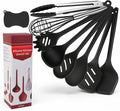 Kitchen Utensils Set,9 PCS Silicone Cooking Utensils Set Spatula Set,Non Toxic Cooking Utensils,Tongs,Spoon,Whisk,Brush,BPA Free Kitchen Gadgets for Non-Stick Cookware,Home Essential(Black-9P)