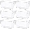 Vtopmart 6 Pack Clear Plastic Storage Bins, Pantry Organizer Containers with Handle for Refrigerator, Fridge, Cabinet, Kitchen, Countertops, Cupboard, Home Organization and Storage, XL