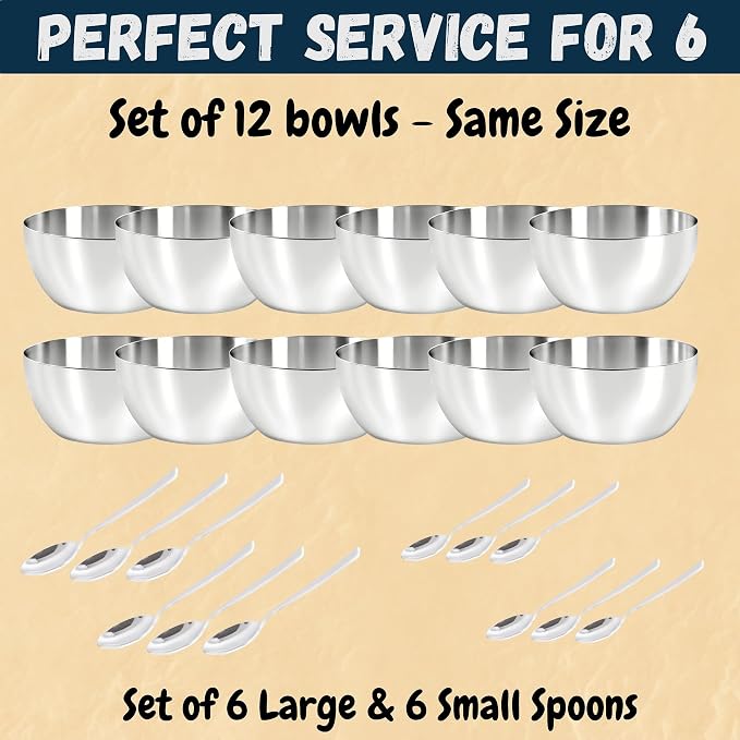 48 Pieces Dinner Set, Stainless Steel Dinnerware Set, Service for 6 (Full Plates, Quarter Dishes, Bowls, Tumblers) Metal Reusable set for Home, Kitchen, Camping, Dishwasher Safe