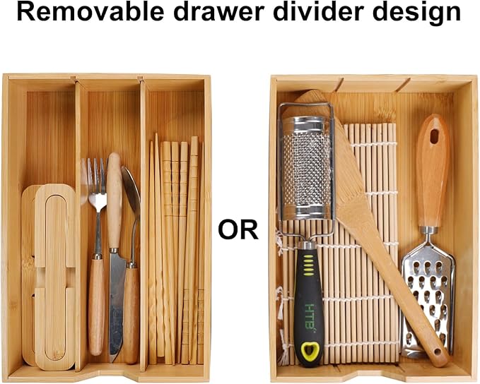 HTB K Cup Holder Compatible Coffee Pod Storage Drawer, Bamboo 2 Drawer | K Cup Organizer, 2 Drawer, Removable Divider, Slim Version, Space-Saving, Coffee Pod, Capsule, Classic, Durable