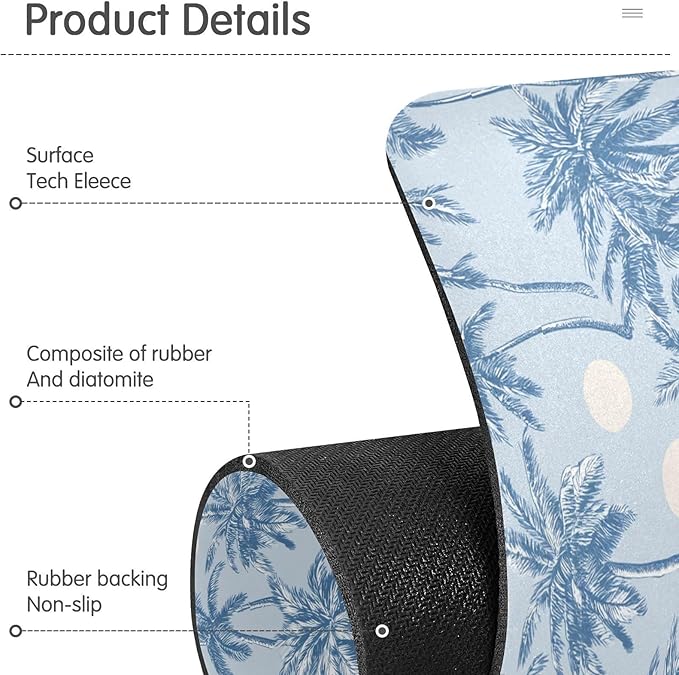 Kitchen Sink Splash Guard 2 PCS 30 Inch Sink Faucet Mat Splash Guard for Bathroom Countertop Water Absorbent Foldable Cuttable Soft Washable Light Blue Palm Trees and Sun