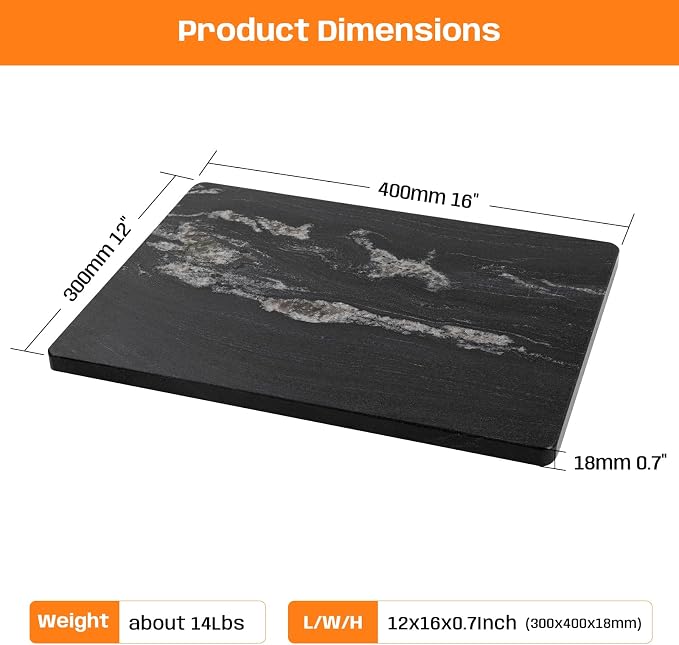 Black Marble Cutting Board for Kitchen, 12x16 Inch Marble Slab Pastry Board With Non-Slip Feet for Baking, Cheese, Charcuterie, Chocolate – Serving Tray Gift