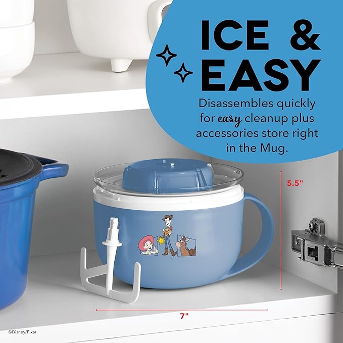 Disney | Dash Toy Story My Mug Ice Cream Maker — Electric Countertop Soft Serve Ice Cream Machine, Single Serve Half-Pint Toy Story Mug with Ingredient Chute & Recipe Guide
