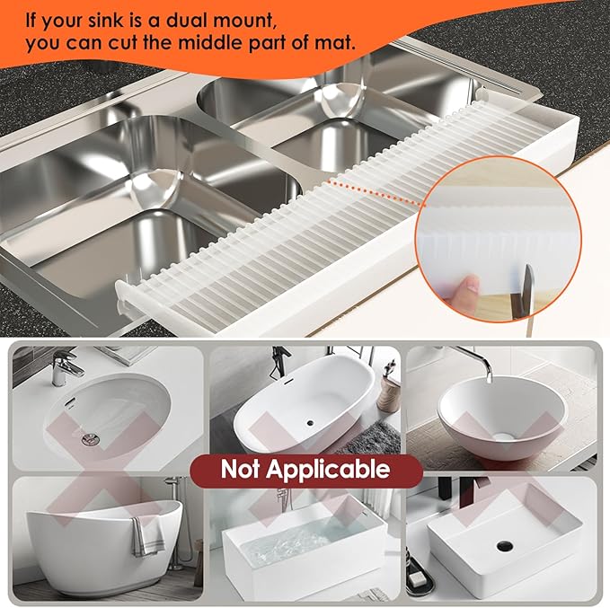 Sink Edge Protectors for Kitchen Sink, Silicone Sink Splash Guard for Kitchen and Bathroom, Protect Countertop from Scratch, Stain, Splash, Kitchen Sink Protector Stainless Steel, Granite, Quartz