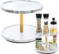 Colingmill 2-Tier Marble Lazy Susan, 10'' Circular Marble Stone Decorative Tray Organizer, Rotating Bathroom Turntable, Kitchen Spice Rack Organizer for Countertop Vanity Dresser Dining Table Pantry