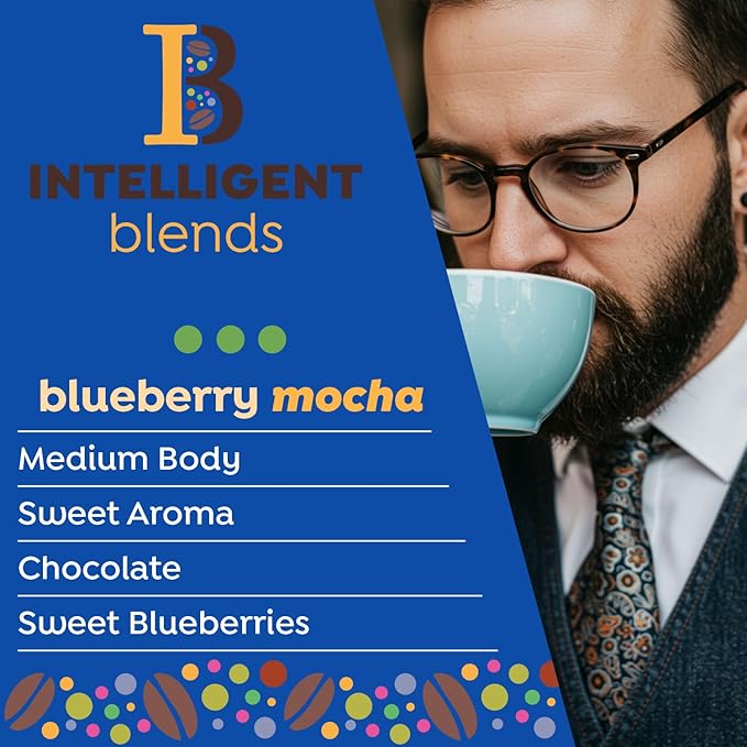 Intelligent Blends Blueberry Mocha, Brownie Batter & Caramel Macchiato Flavored Coffee Pods Variety Pack, 48 ct, Medium Roast Single Serve Pods – 100% Arabica Coffee, Compatible with Keurig K Cups Maker
