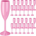 Maxcheck 24 Pcs Champagne Flutes Bulk Acrylic Toasting Drinking Flute Unbreakable Goblet Champagne Cups 6 oz Plastic Wine Glasses for Mother's Day Wedding Bridal Shower Anniversary Party (Pink)