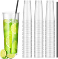Plastic Highball Glasses with Straws(set of 48), 32 oz Shatterproof Drinking Cups, Tall Whiskey Collins Glass with Straws, Smoothie Tumbler Mojito Cocktail Cups for Wedding Fall Xmas Party