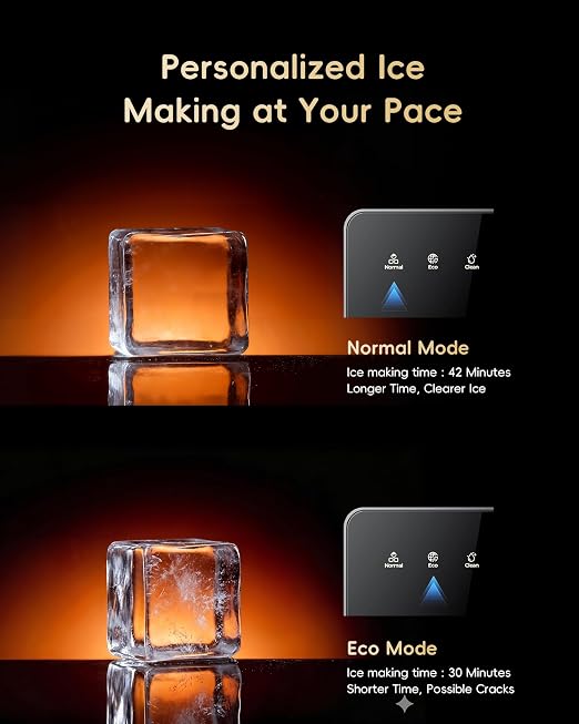 ecozy 2" Large Ice Cube Maker with CrystalFlux Technology, 2 pcs in 30 Mins with Eco Mode, 72 pcs/Day, 24H Timer, Clear Square Ice Machine with Self-Cleaning, Enhanced Insulation for Whiskey Bar