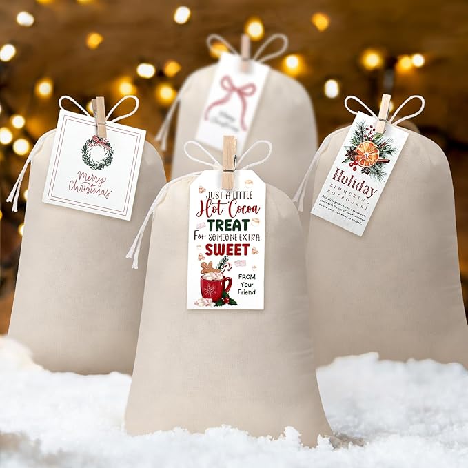 Tatuo 800 Pcs Cotton Muslin Bags with Drawstring Reusable Cloth Sachet Pouch Empty Gift Canvas Bags Bulk for Jewelry Home Party Favors (3 x 4 Inch)