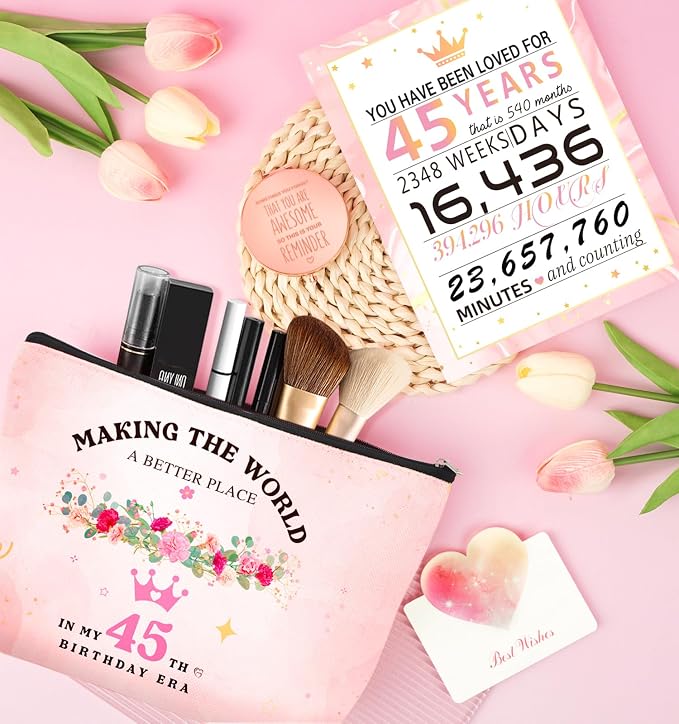 45th Birthday Gifts For Women, Happy 45th Birthday Gifts For Her Mom Sister Wife Best Friend Turning 45, Unique Gift For 45 Year Old Woman Birthday, Funny Birthday Decorations Gift Ideas