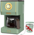 Amaste Drip Coffee Maker, Coffee Machine with 25 Oz Glass Coffee Pot, Retro Style Coffee Maker with Reusable Filter & Three Brewing Modes, Collapsible Silicone Coffee Cup,Warming Plate, Matcha Green