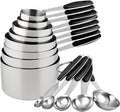 Measuring Cups and Spoons Set with Silicone Handle, Set of 13 Including Stainless Steel 8 Measuring Cups & 5 Measuring Spoons. Widely Used Cooking Baking Measurement as Kitchen Gadget.