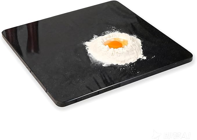 Diflart Natural Stone Cutting Board for Kitchen, 16x16 Inch, Black, Granite Slab Pastry Board Large with Non-Slip Feet for Backing, Cheese, Chocolate, Pack of 1 Piece