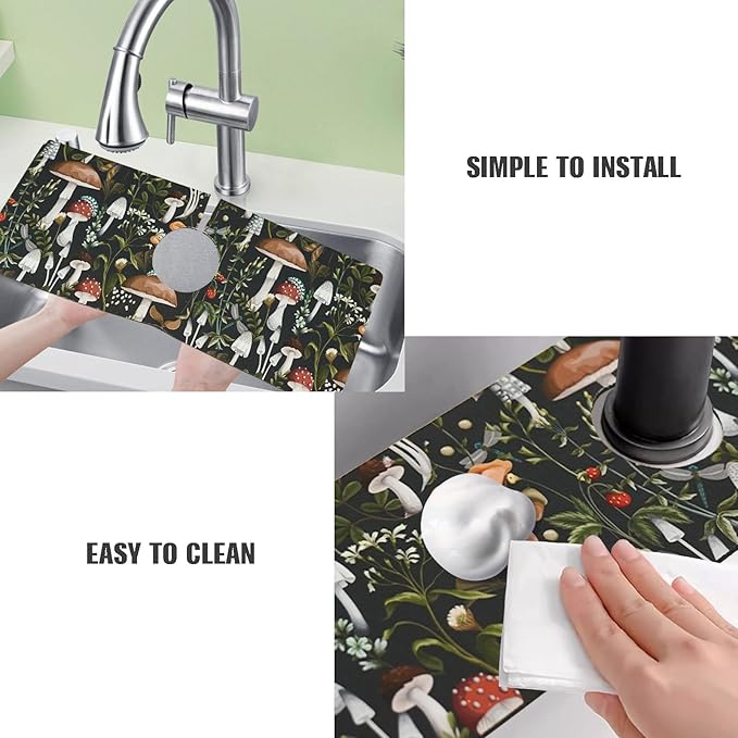 Sink Faucet Absorbing Mat, 2 Pack Drying Mat Around Faucet Sink Splash Guard Behind Faucet Sinkmat For Kitchen Bathroom Island Rv 15 * 5.5 Inch (38 * 14 cm)