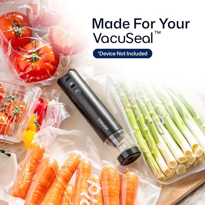 Vacuum Sealer Food Bags (10 x Extra Large) - BPA-Free Pre-Cut Vacuum Sealer Bags for Food Seal, Easy Use, Compact Handheld Reusable Seal For Storage, Air Valve Zipper