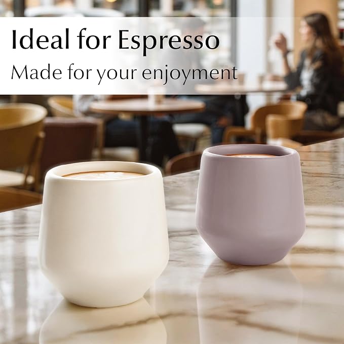 MIAMIO - Espresso Cups Set of 4 (2.7 oz) / Espresso Cup, Ceramic Espresso Cups, Handleless Mug, Japanese Tea Cups - Luxe Collection (Cream Rose)