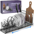 Better Things Home 5.5” Wide 12-Slot Adjustable Pot Lid Organizer with Scratch-Free Pads, Expandable Pot Lid Holder Rack for Cabinet, Small to Medium Pots and Pans Organizer Inside Cabinet