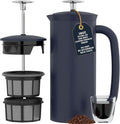 ESPRO Pro P7 French Press Stainless Steel 304 – Patented Double Walled Micro-Filter Insulated French Press Coffee Maker, Grit-Free Brew - Heat Resistant BPA Free - Agean Blue, 18oz