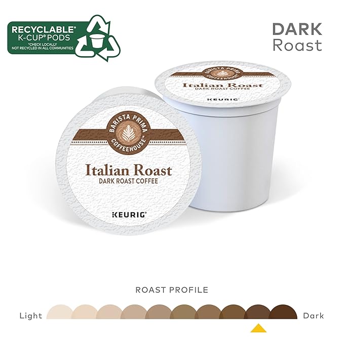 Barista Prima Coffeehouse Italian Roast, Keurig Single Serve K-Cup Pods, Dark Roast Coffee, 48 Count