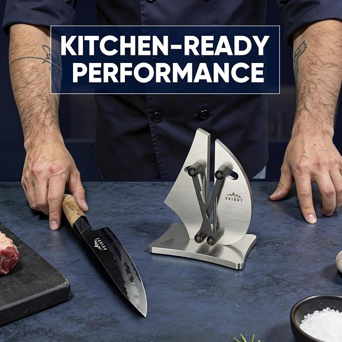 VN3 Professional Knife Sharpener | 3-Action Tungsten Carbide | For Repair, Restoration and Sharpening, Easy to Use, Replacement Blades Included, Soild and Durable, Sailboat Shaped Design
