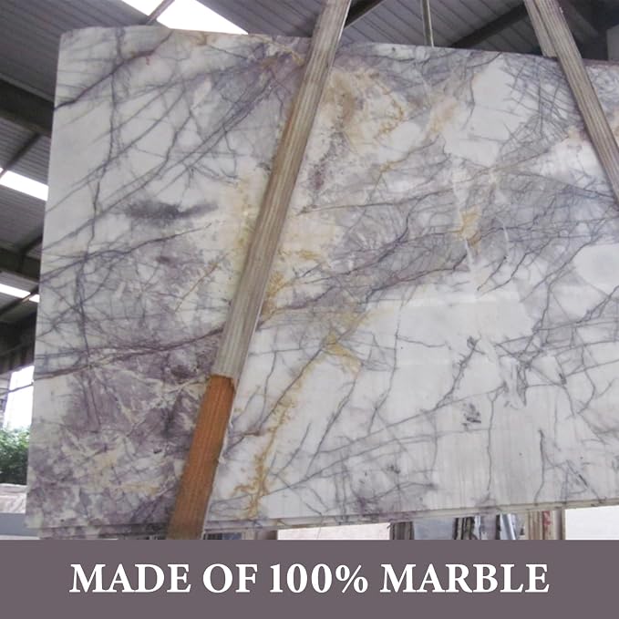 Koville Marble Cutting Board for Kitchen, 20x16 Inches Large Marble Slab Cheese Board, Rectangular Serving Board for Baking Charcuterie Pastry, Natural Stone Board for Countertop(White)