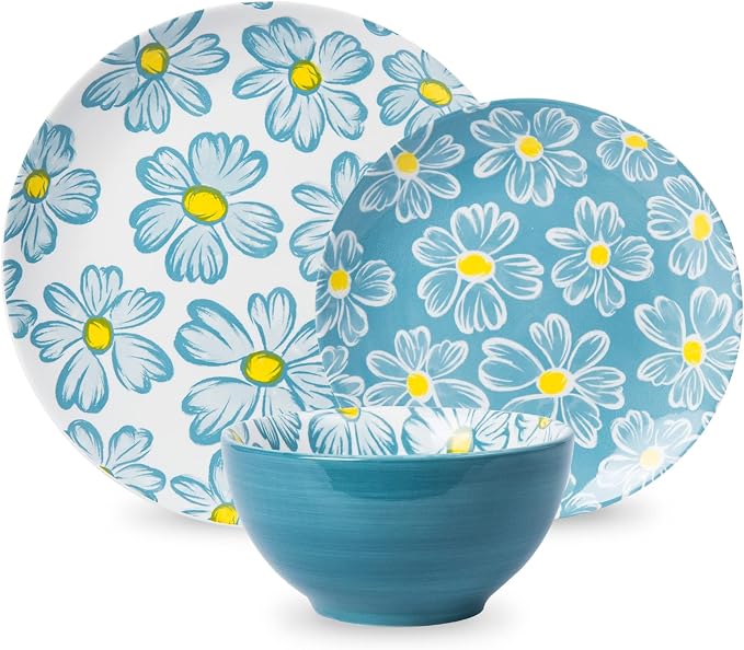 12-pieces Dinnerware Set Ceramic Dish Set Plates Sets Service for 4, Bowl Sets, Stoneware Dinnerware Sets, 12pcs Plate and Bowl Set for kitchen
