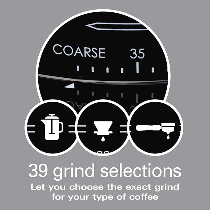 Hamilton Beach Professional Hamilton Beach Professional Stainless Steel Conical Burr Digital Coffee Grinder, 39 Adjustable Grind Settings, Black (80405)