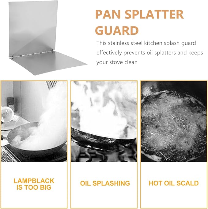 Luxshiny Foldable Stainless Steel Splatter Guard 11.81X11.61In Oil-Proof Thermal Insulation Baffle Heat Resistant Grease Splash Screen for Kitchen Stove Protection