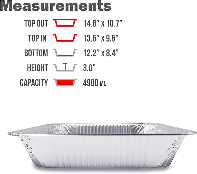 (120 Pack) Premium Lasagna Pans 14" x 10" x 3” Heavy Duty l Disposable Aluminum Foil for Roasting Turkey, Baking, or Cooking