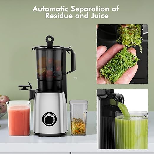 Electactic Cold Press Juicer,With 5.4" Extra Large Feed Chute Fit Whole Fruits & Vegetables,High Juice Yield,Easily Detachable Parts Design,Easy Assemble & Cleaning