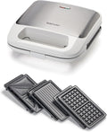 3-in-1 Indoor Grill, Sandwich/Panini Press & Waffle Maker Plus, White