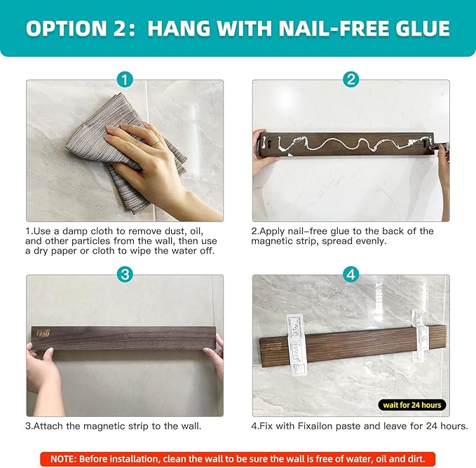 FINDKING Ash Wood Magnetic Knife Strip, Wall Mounted Wooden Knife Holder with Strong Magnets for Kitchen Organization, 16 Inch Dark Brown, Without Knives