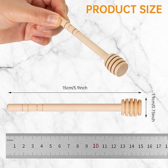 50Pcs 6 Inch Honey Dipper Sticks - Wooden Honey Dipper, 6 Inch Mini Honeycomb Stick, Honey Stirrer Stick for Honey Jar Dispense Drizzle Honey and Wedding Party Present