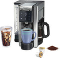 Hamilton Beach FlexBrew Advanced 5-in-1 Programmable 12 Cup Drip and Single Serve Hot & Iced Coffee Maker with Movable 60 oz. Water Reservoir, Use Pod Packs and Grounds, Fast Brewing, Black (49924)