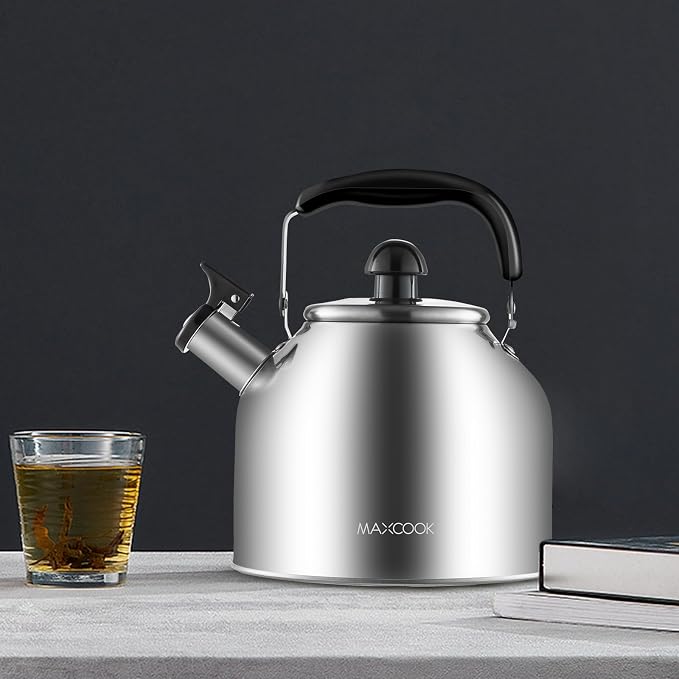 4.2 Quart/4L Stainless Steel Whistling Tea Kettle,Brushed Satin, Suitable to Boiling Water & Tea on Induction Stove, Gas Stove Top Teapot