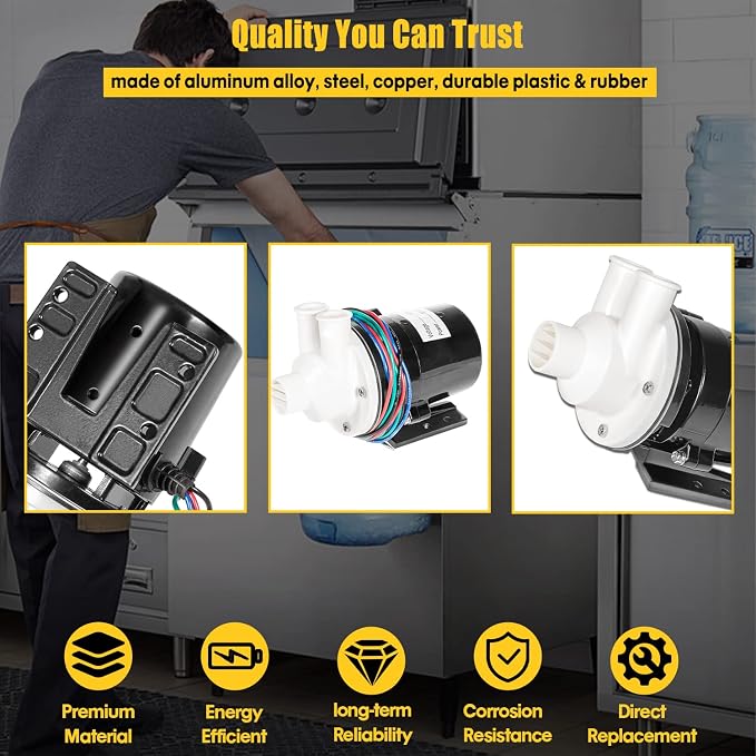 APTA92P10WD1 Water Pump Motor Assembly For Hoshizaki APTA92P10WD1 Ice Machine Equivalent, 120V 53.4W 0.4 Amp, Replace for KM500MAH, KM630MAH, KM900MAH
