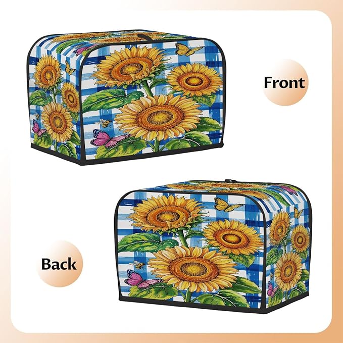 Sunflower Colorful Butterfly 2 Slice Toaster Cover Dust And Fingerprint Bread Maker Cover Bakeware Protector Washable Appliance Covers Kitchen Accessories For Home Kitchen Women Gift