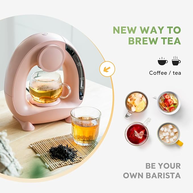 Single Serve Coffee Maker 2 in 1, 1400W Fast Brewer for K-Cup Pods & Ground Coffee, One-Touch Americano & Tea Machine with 2 Reusable Filters, Compact Design for Home Office RV Dorm
