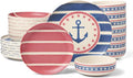 Oneida Dinnerware Sets, 24 Seven Melamine Aweigh We Go 24-Piece Dinnerware, Set for 8, Service For 8, Melamine Material, Dishwasher Safe, Plates And Bowls, Dinner Dishes, Kitchen (Assorted, 24 Piece)