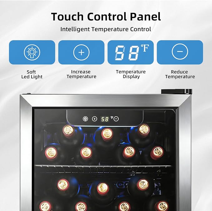Antarctic Star 1.7 Cu.Ft Beverage Cooler for Up to 68 Cans, Compact Drink Fridge with Stainless Steel Glass Door, Digital Display and Electronic Temperature Control, Silver