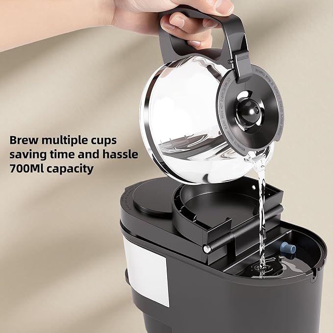 Morpilot 2-in-1 Capsule & Ground Coffee Maker Compatible with K-Cup coffee machine, 700 ml Water Tank, Digital Display, 4 Temperature Settings, Keep Warm, Reusable Filter, Compact Countertop Brewer