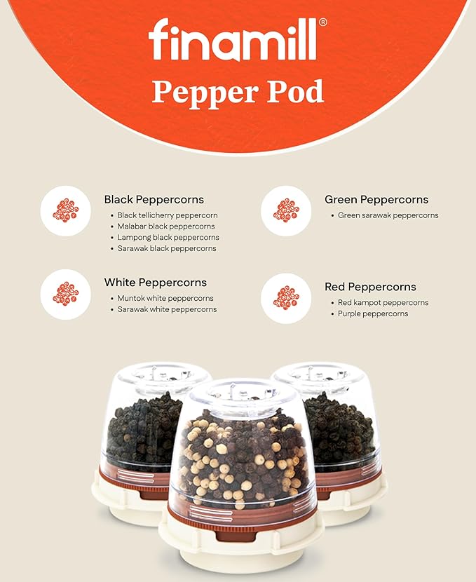 FinaMill Classic Battery Spice Mill Bundle with Slate Quartet Stackable Tray – One-Handed Grinder with Interchangeable Pods & Space-Saving Spice Organizer - Valentines Day Gifts for Food Lovers