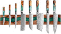 Magnetic Knife Holder, 15.7 Inch Walnut Wood and Resin Magnetic Knife Bar for Wall, Heavy Duty Magnet Holds 8 Knives, Handcrafted Deep Green (Emerald Enchant)
