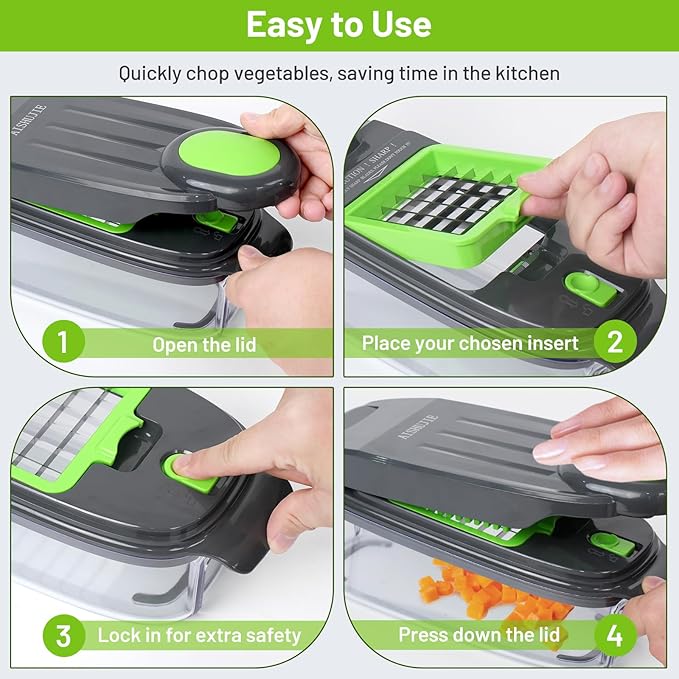 Vegetable Chopper with Large Container(Greygreen)