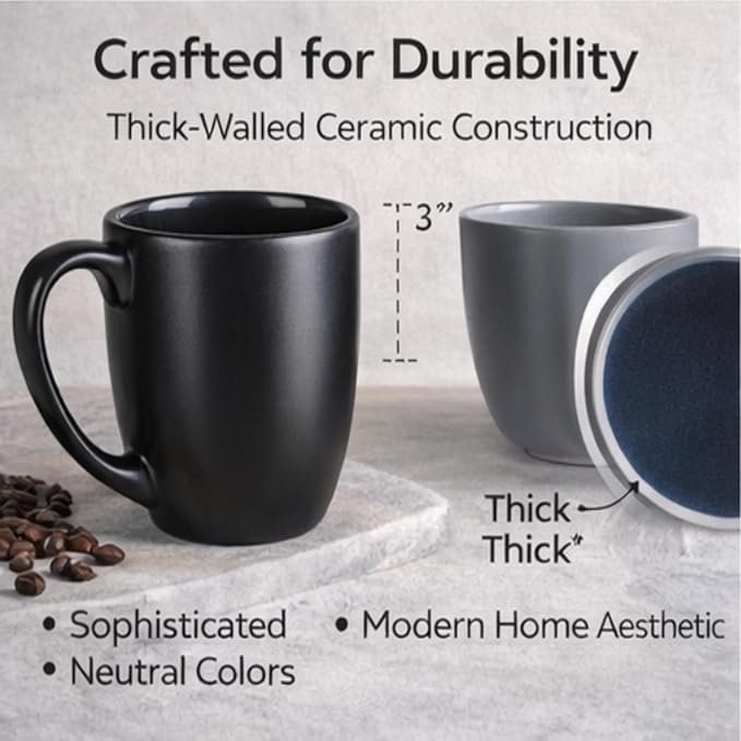GBhome 16oz Coffee Mugs Set of 6, Large Ceramic Coffee Mugs for Man, Woman, Dad, Mom, Modern Coffee Mugs Set with handle for Tea/Latte/Cappuccino/Milk/Cocoa. Dishwasher&Microwave Safe,Multi-Color
