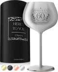 Gusto Nostro 60th Birthday Wine Glass - Happy 60th Birthday Gifts for Women/Men - Stainless Steel Wine Glass with Engraved Vintage Sixty Bday Quote, Luxury Box - Unique Gifts for 60 Year Old Woman,Man